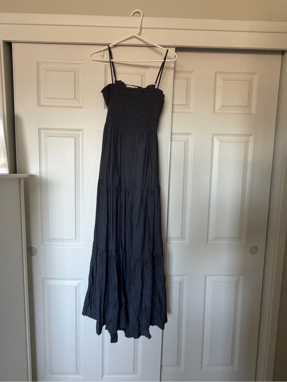 Listicle Navy Blue Tiered Maxi Dress with Smocked Top